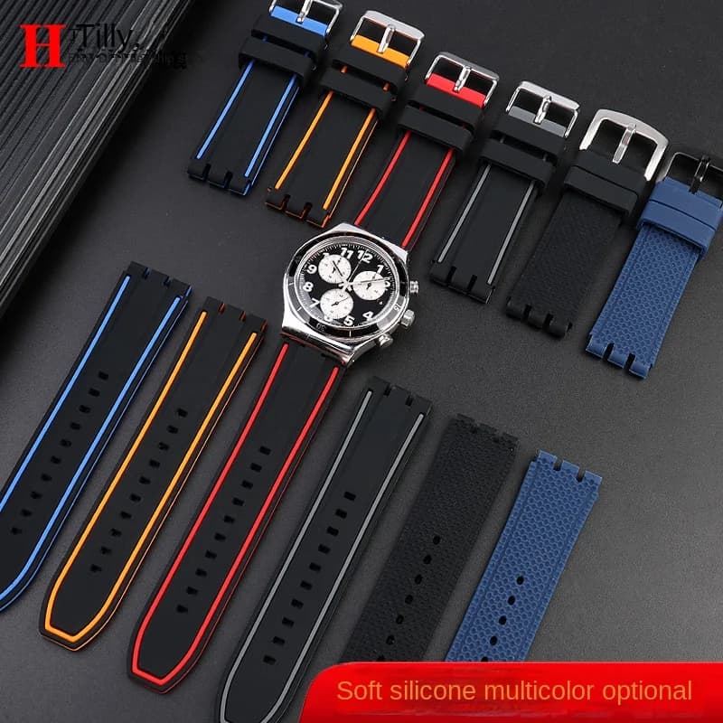 Cinturino per Orologio Swatch YVS400 YVS451 YVB404 in Gomma, Cinturino in Silicone Impermeabile per Immersioni e Sport, da Uomo, 19mm 20mm 21mm
