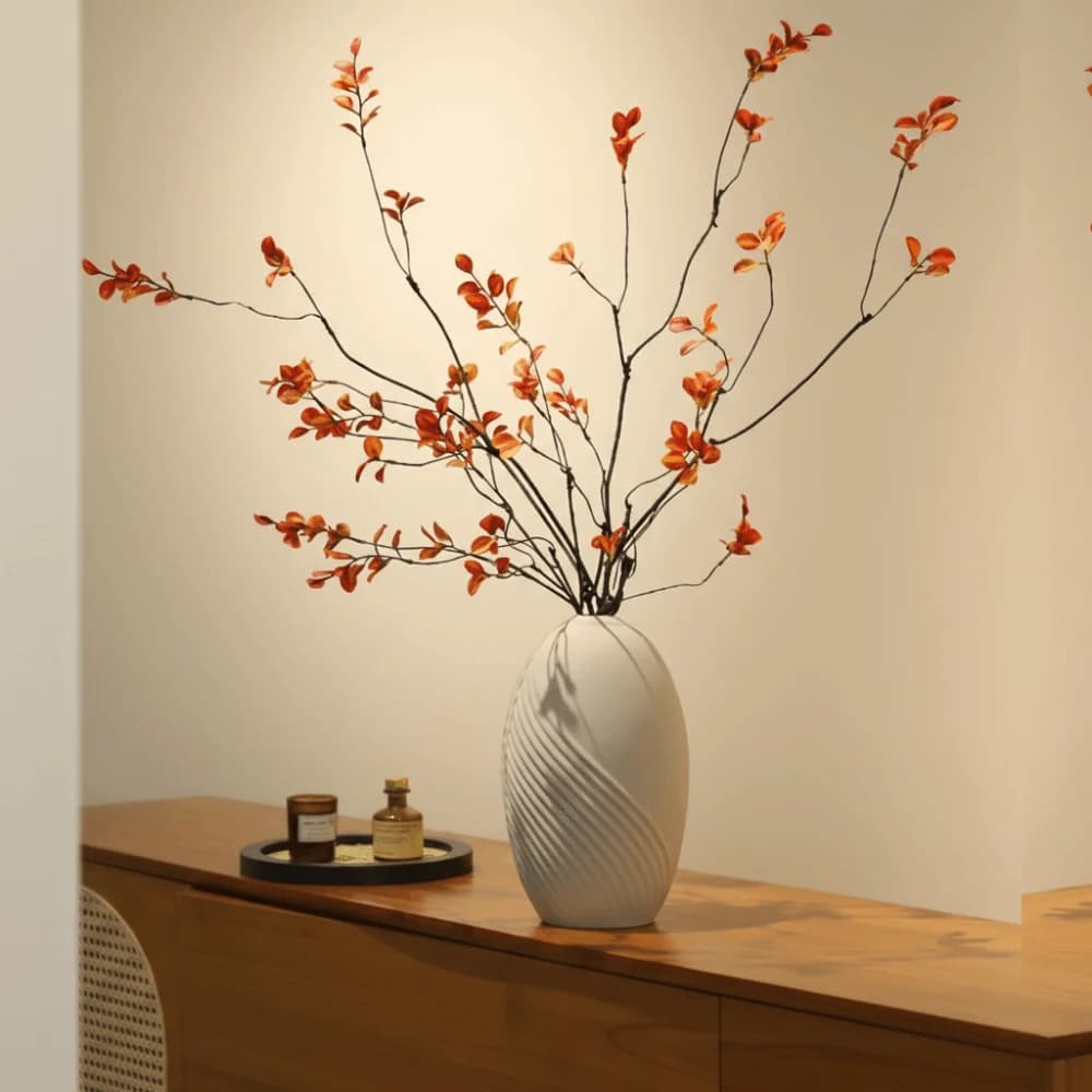 Plastic Material Autumn Leaf Plant Red Maple Leaves Vintage Style Maple Leaf Branch Long Handmade Creative Retro Fake Maple Leaf