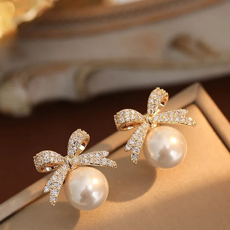 2 Women's Earrings with Sterling Silver Studded Diamond Beads, Fashionable Design and niche, High-end and refreshing earrings