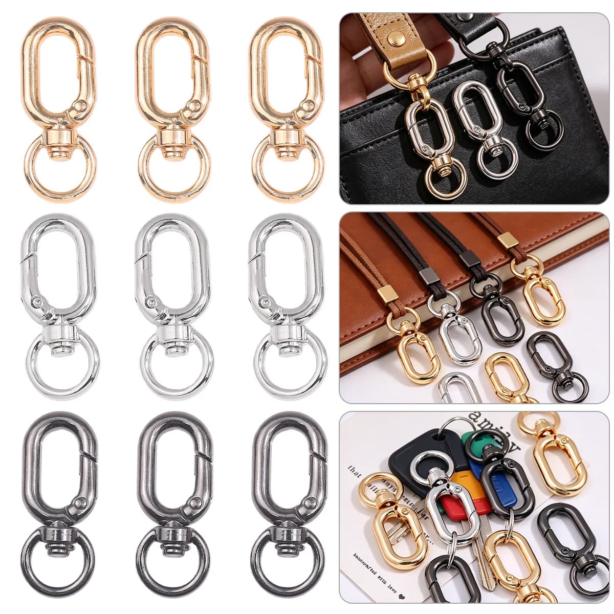 5 Pezzi Moschettoni Girevoli 16x40mm per Catenelle, Portachiavi, Creazione Gioielli, Borse Fai-da-te, Lanyard - Ingrosso