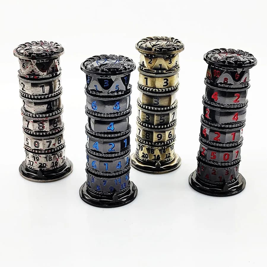Metallo 7-in-1 Rotante Die Tower DND Dadi Poliedrici Dungeons & Dragons COC Run Group Cthulhu Gioco da tavolo