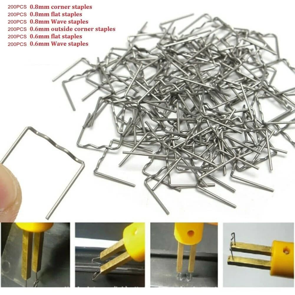 1200 Pezzi Graffette per Saldatura a Caldo in Acciaio Inossidabile da 0,6/0,8 mm per Riparazione Paraurti Auto, Chiodi per Saldatura per Macchine Saldatrici