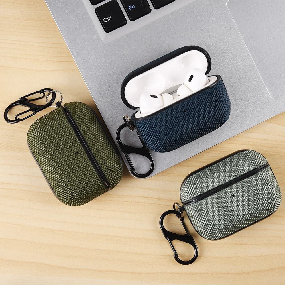 Custodia Protettiva Impermeabile in Nylon per Auricolari Wireless AirPods Pro 2, Pro 3, USB-C 2025, AirPods 4, AirPods 3, 2, Pro2