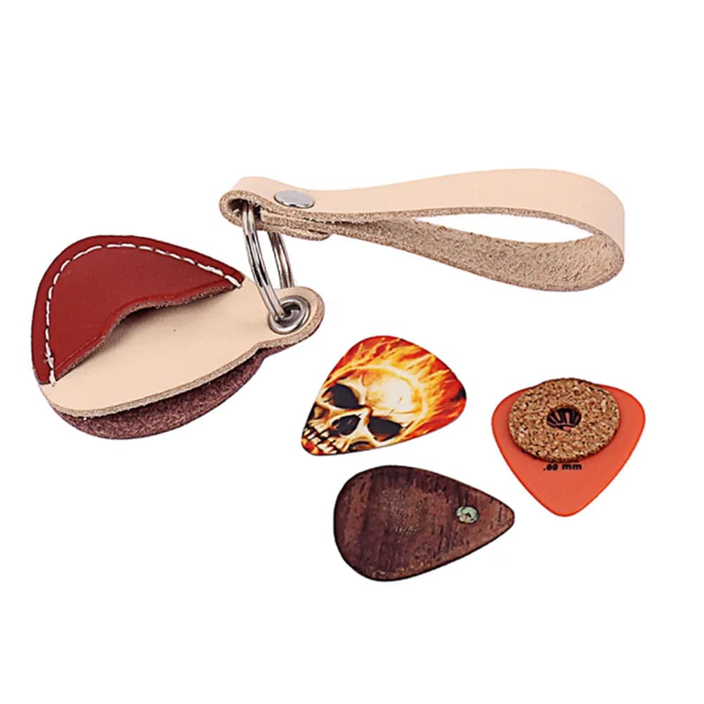 Set di 3 Custodie Porta Plettri a Teschio in Palissandro, Accessori per Chitarra Elettrica e Basso, Protezione per Plettri da Graffi e Sporco
