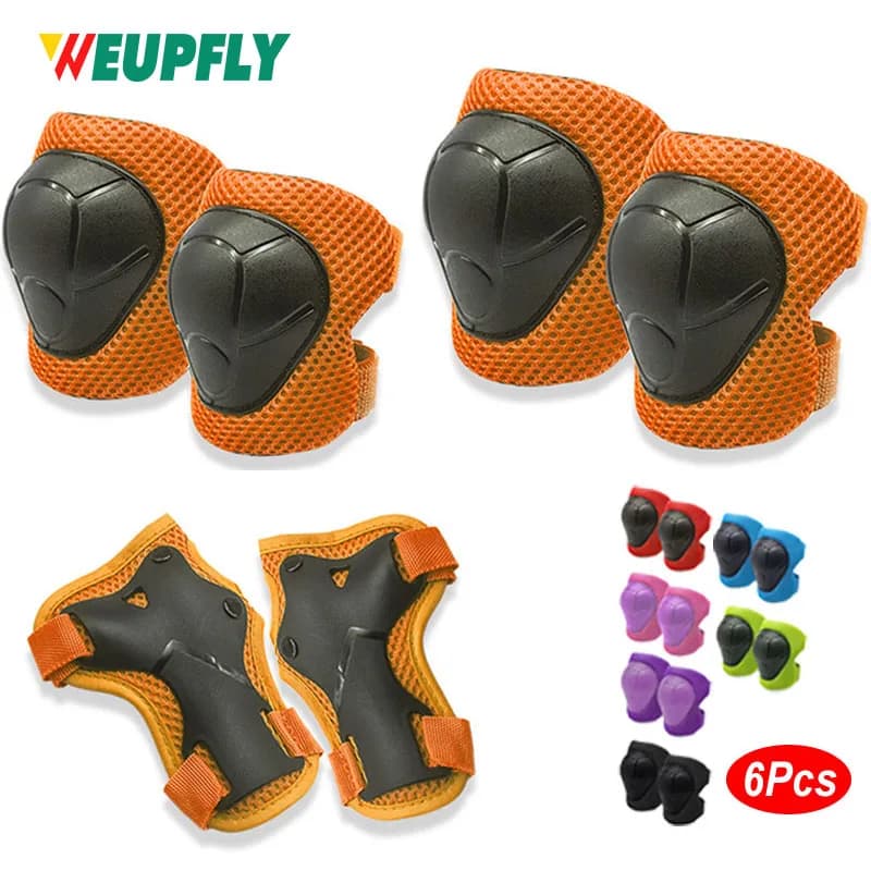 6 pz/set Set di Ingranaggi Protettivi per Bambini Bambini Ginocchiera Gomitiere Polsi Guardie Kit di Protezione di Sicurezza per Bambini per Pattinaggio in Bicicletta