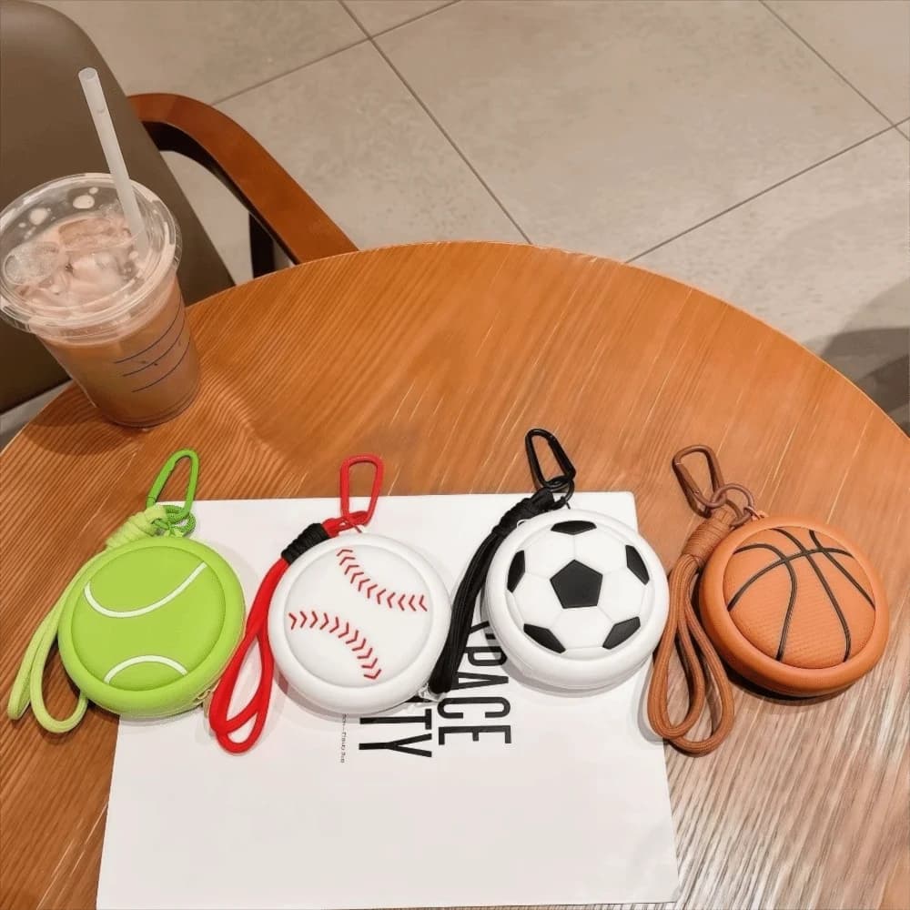 Portamonete sportivo da tennis a forma di palla Portamonete impermeabile per cuffie da basket Borsa di stoccaggio di piccole dimensioni alla moda Uso casual