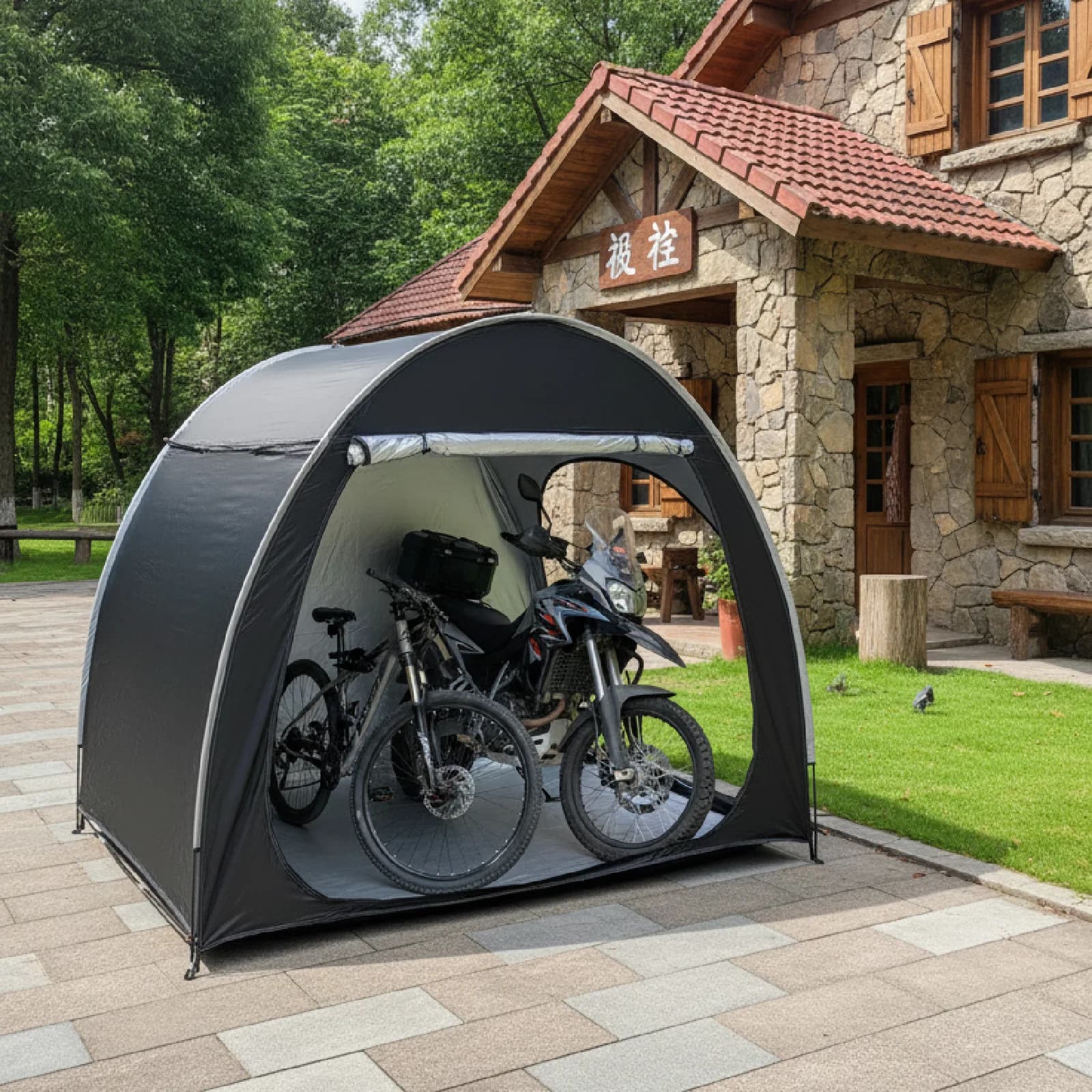 Tenda Portatile per Biciclette in Tessuto Oxford Rinforzato, Riparo Privato per Viaggi, Escursioni, Ciclismo, Campeggio e Viaggi all'Aperto