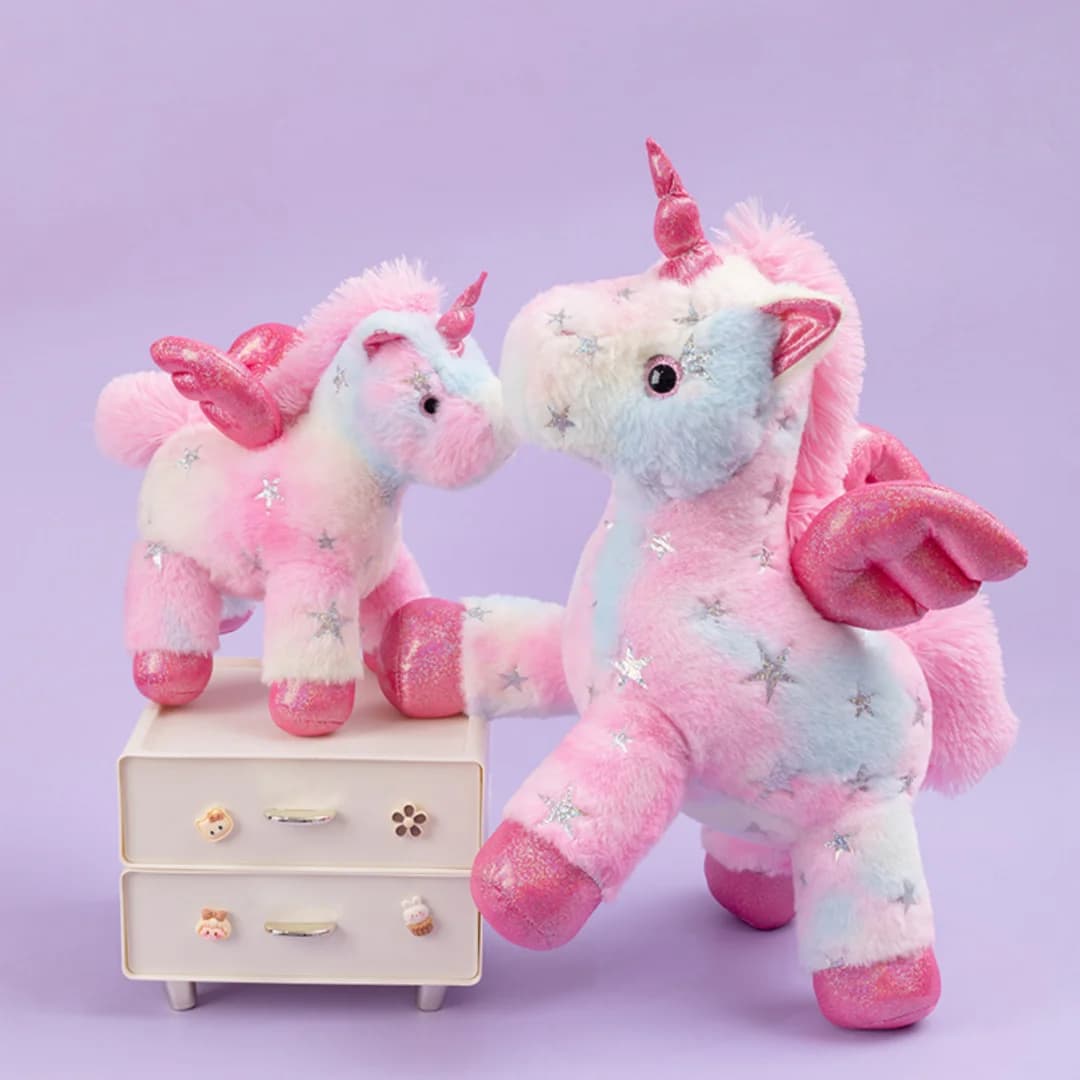 25cm Star Unicorn Plush Toy Magical Glitter Stuffed Animal with Horn & Wings Soft Cute Unicorn Gift for Girls Kids Birthday