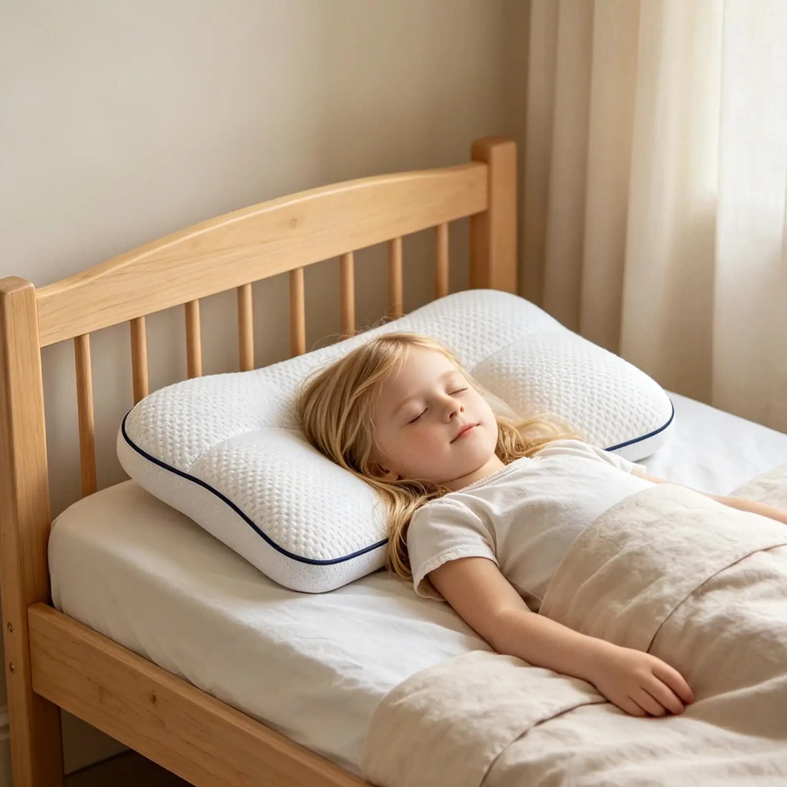 Double Sided Breathable Kids Neck Support Pillow for Boys Girls Home Apartment Daycare Car Airplane Travel Road Trip Camping Bed