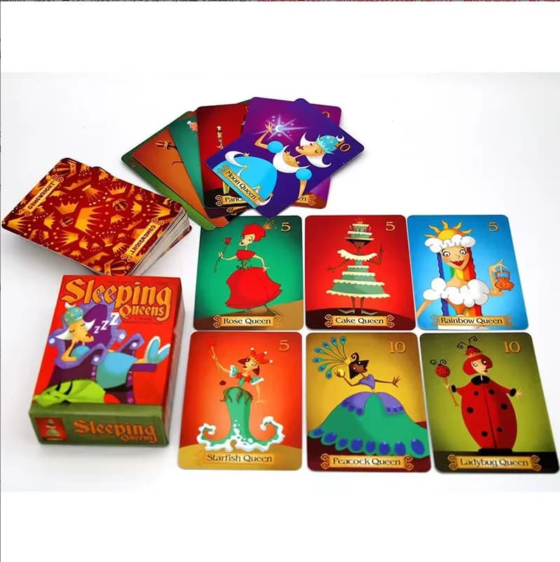 Gioco da Tavolo in Inglese 'Sleeping Queens', Gioco di Carte per Famiglie, 'Wake Up Queen', Gioco di Strategia Divertente per Bambini