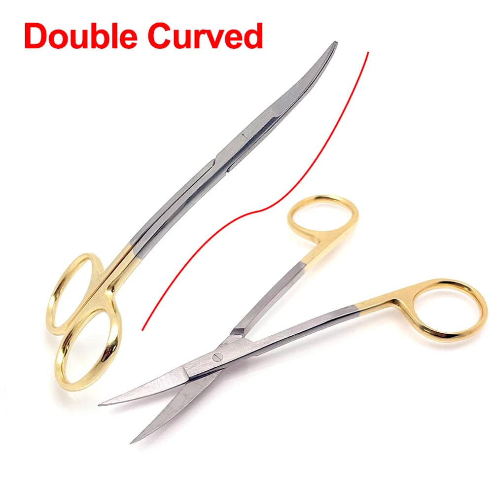 Dental Surgical Scissors S Double Curved Gold Plated Manic Ophthalmic Scissors Dentist Medical Dissection Tools