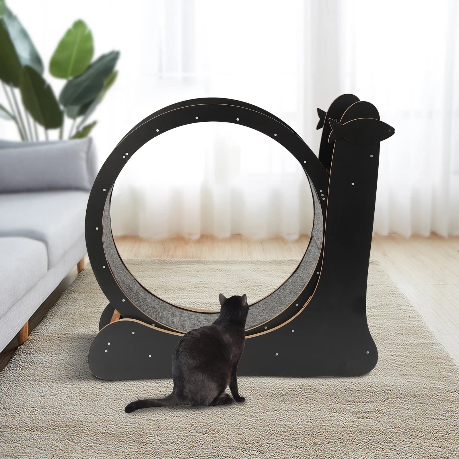Ruota per Esercizio Gatti, Tapis Roulant Grande per Gatti con Pista Moquette, Giocattolo Sportivo per Gatti, Dispositivo per Fitness e Perdita di Peso per Gatti