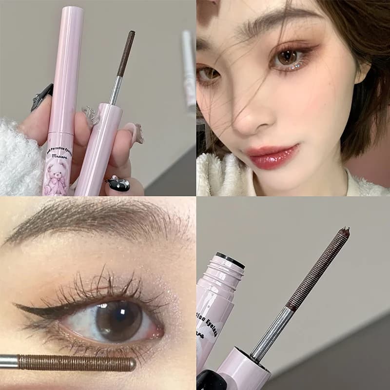 QIBEST Silk Fiber 4D Mascara, Incurvante, Volumizing, with Ultra-fine Brush, Extend Eyelash, Black and Brown, Waterproof, Cosmetic for Female Eyes