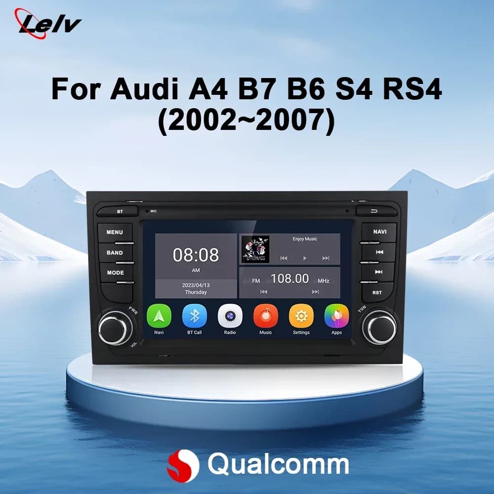 LELV Car Radio 7” Android 13 For Audi A4 B6 B7 B8 S4 RS4 Seat Exeo Portable Car Multimedia Player CarPlay Auto Stereo 4G WiFi