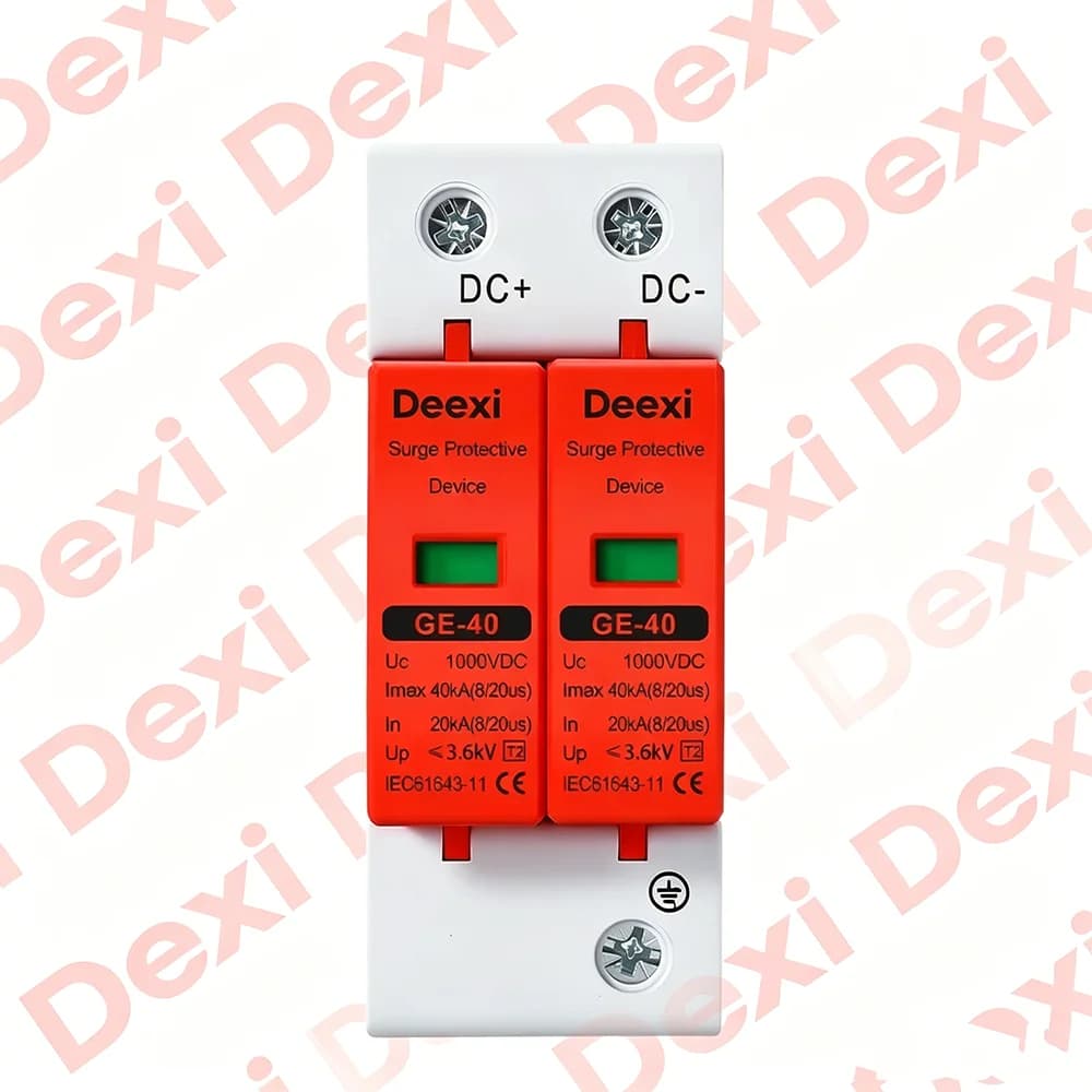 2P DC SPD 20KA 40KA Surge Protective Device 500V 600V 800V 1000V Voltage Protector Solar PV Photovoltaic Lightning Arrester