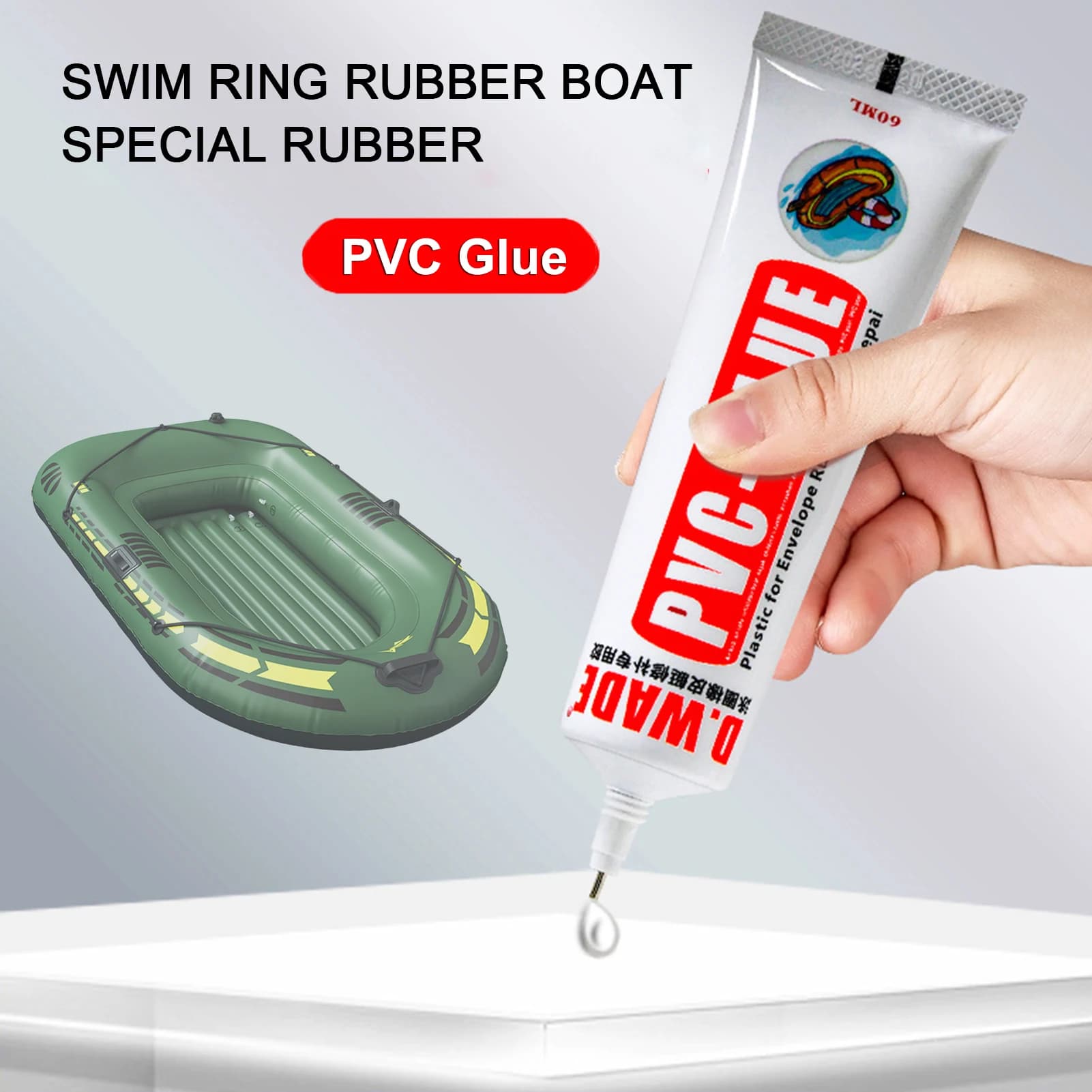 60/120ML PVC Adesivo Gonfiabile Colla per Riparazione Barche SUP Riparazione Tubi di Colla Gonfiabile Barca Paddle Board Kayak Tubo Colla di Riparazione