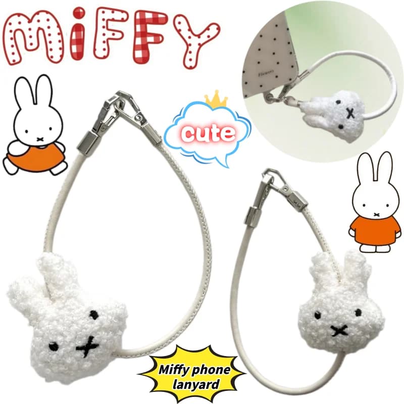Nuovo Lanyard Miffy: Ciondolo Decorativo Creativo per Cellulare e Chiavi, Modello Bambola Cartoon ad Alto Valore Estetico, per Uomo e Donna