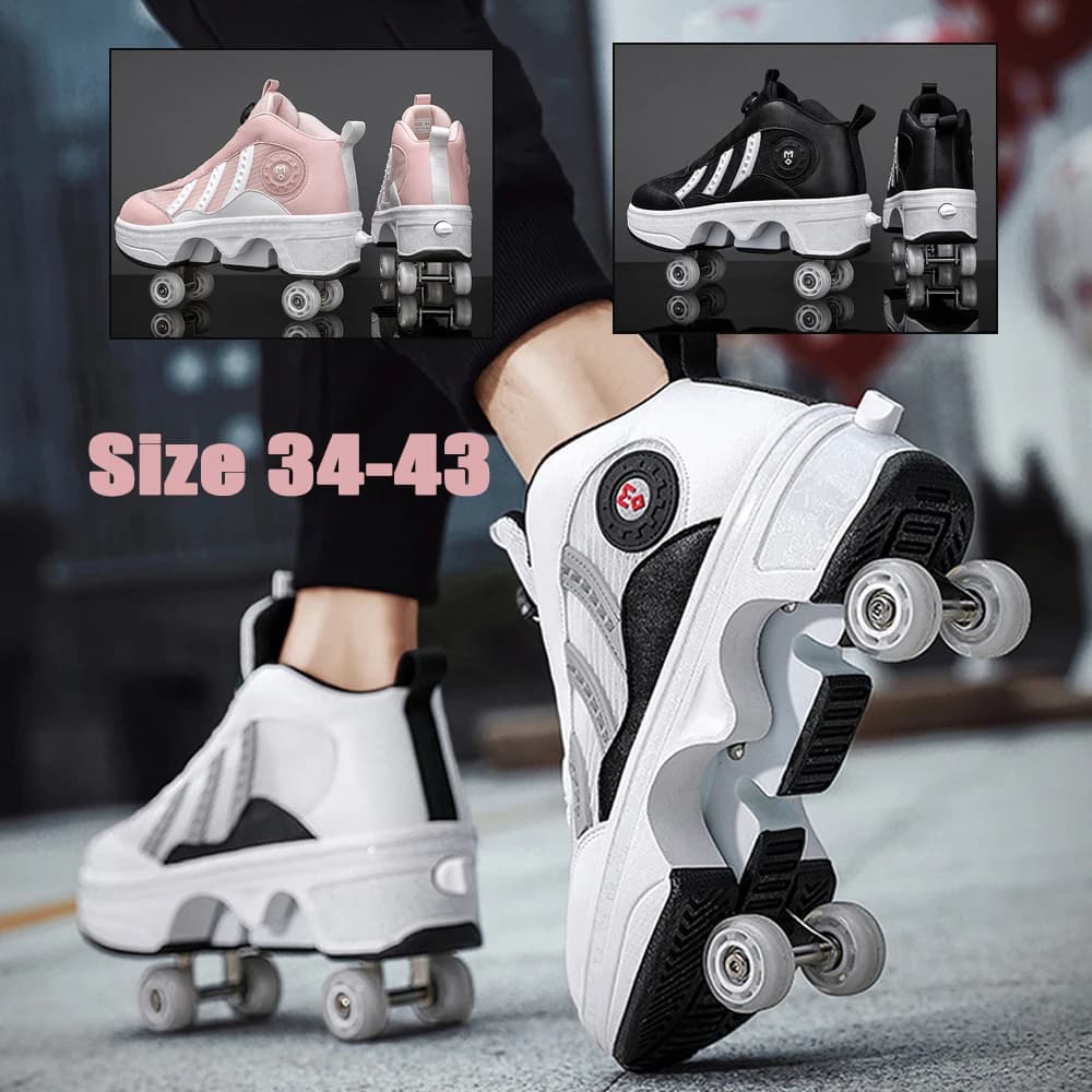 Pattinaggio all'aperto Pattini a rotelle Pattini a rotelle Scarpe Ragazzi Ragazze Deformazione Parkour Runaway 4 Ruote Scarpe da ginnastica Bambino Adulto Regalo per bambini