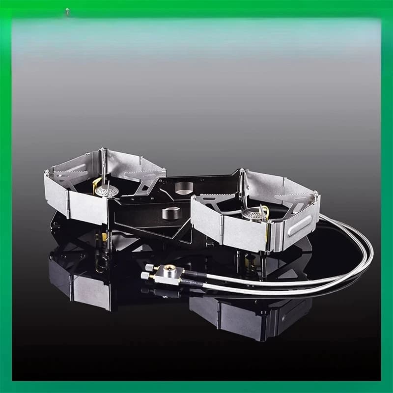 Camper's Stove Expandable Double Stove, Gas Burner Foldable for Exterior High Power, Land Stove for Camping