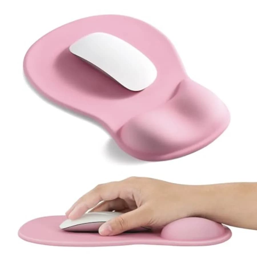 Tappetino per mouse ergonomico con supporto in gel per il polso, design concavo centrale, allevia il dolore al polso, design sagomato per il polso