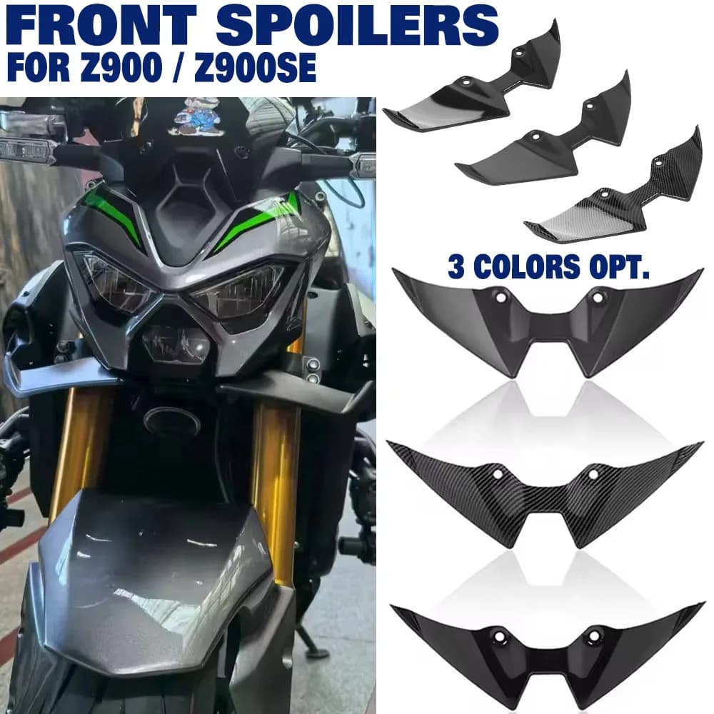 Spoiler anteriori per Kawasaki Z900 Z900SE 2025 + Labbro anteriore Copertura ala vento Aerodinamica Carenatura Winglets Estensione faro anteriore