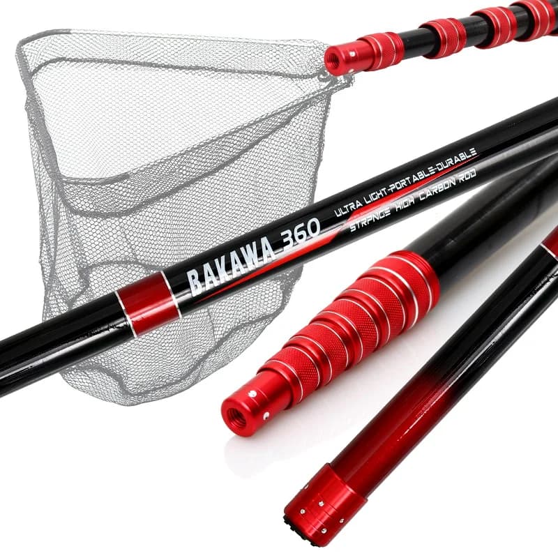 BAKAWA 3m 4m Rete da pesca a mano Mosca pieghevole telescopica ad alto tenore di carbonio Rock Stream Rod Casting Spinning Accessorio portatile ultraleggero