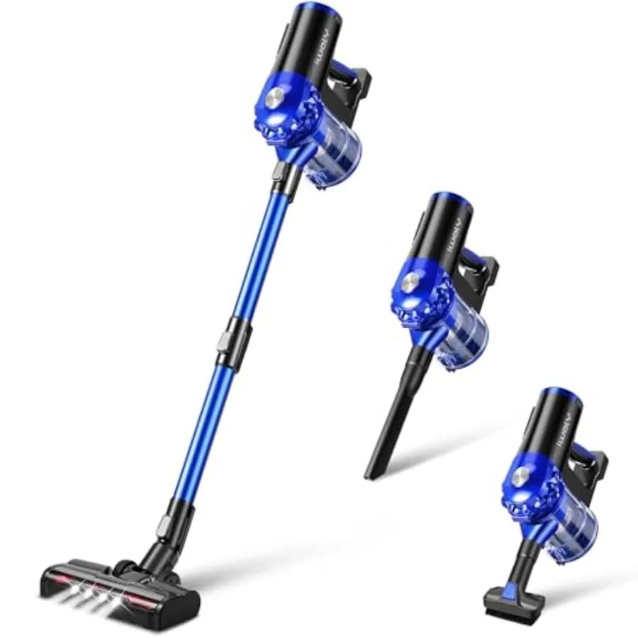Aspirapolvere Senza Fili per Casa, Aspirapolvere a Bastone Brushless con Potente Aspirazione da 28KPa, Batteria Ricaricabile, 3 Modalità, Portatile
