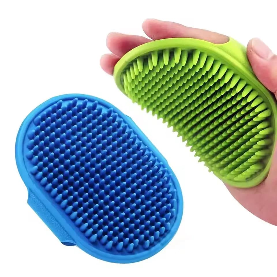 Spazzola da bagno per gatti Guanto in gomma Spazzola per cani in gomma morbida Pettine per capelli Spazzola per massaggio per toelettatura in pelliccia per cani Gatti Forniture per bagnetto per animali domestici