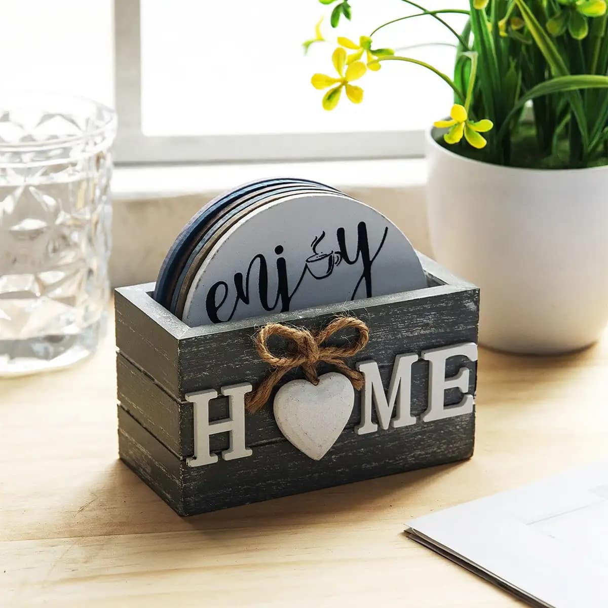 Home Love Set in legno sottobicchieri lnsulati stoviglie da cucina antiscottatura e uso domestico vassoi per tazze accessori decorativi