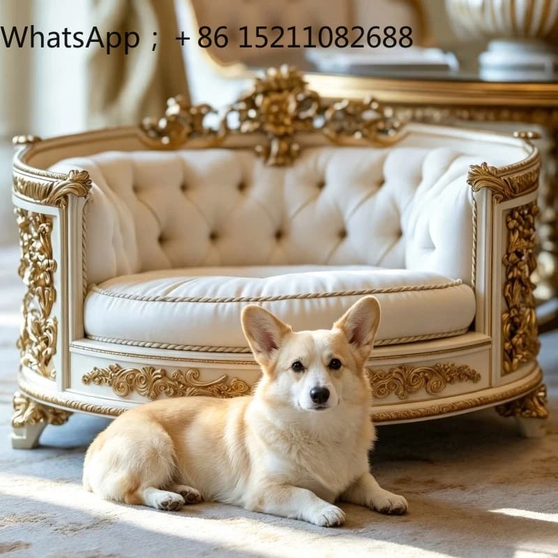 SCY high-end wooden pet furniture, luxury carved cat and dog sofa, dome court style cat kennel
