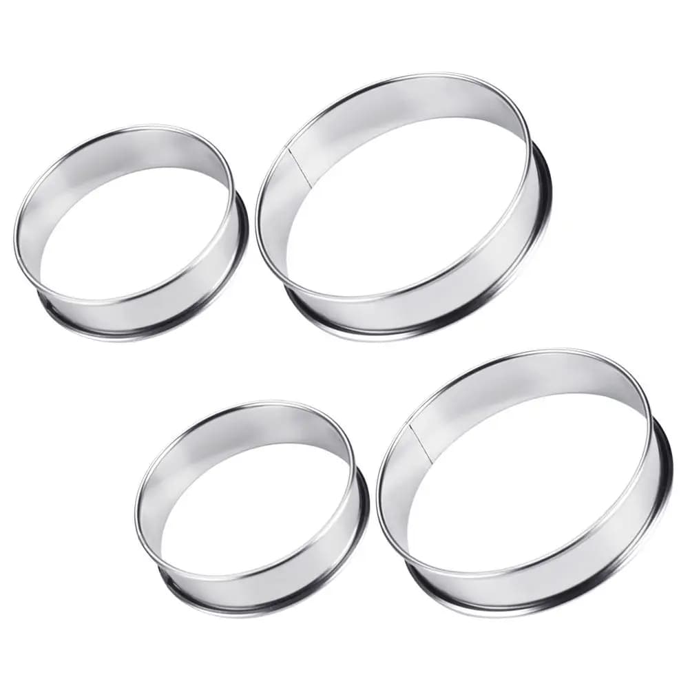 Set di 4 Anelli Premium in Acciaio Inossidabile per Salse Pizza, Design Profondo per Verdure, Formaggio, Bacon, Strumento per la Preparazione di Pizza, Utensile da Cucina per Cottura e Muffin