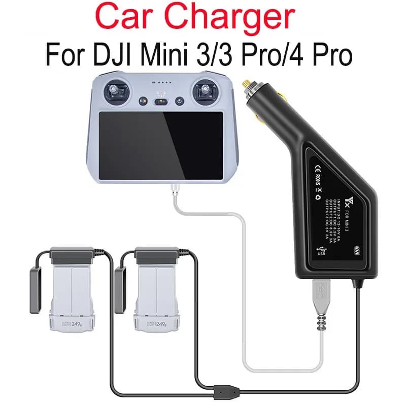 Caricabatteria da auto 3 in 1 per DJI Mini 3/3 Pro/4 Pro Hub di ricarica batteria intelligente connettore per auto adattatore USB Multi 2 batteria