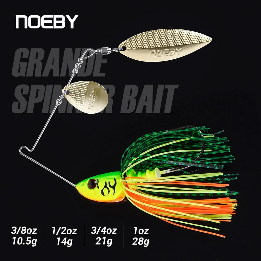 Noeby Spinnerbait 10.5g 14g 21g 28g Double Lama di Salice Ago Stinger Hook Cucchiaio Filo Esca per Spigola Metal Jig Recall Fishing
