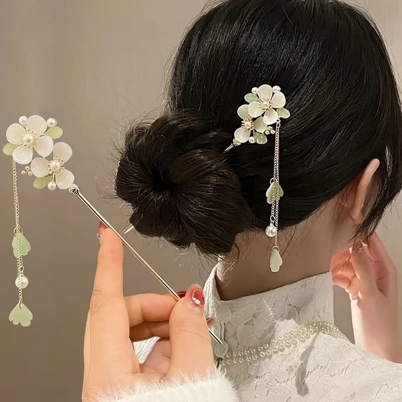 Nuovo pettine per capelli da donna elegante in lega di stile antico con fiore di pera, adatto per l'uso quotidiano e l'abito da vacanza