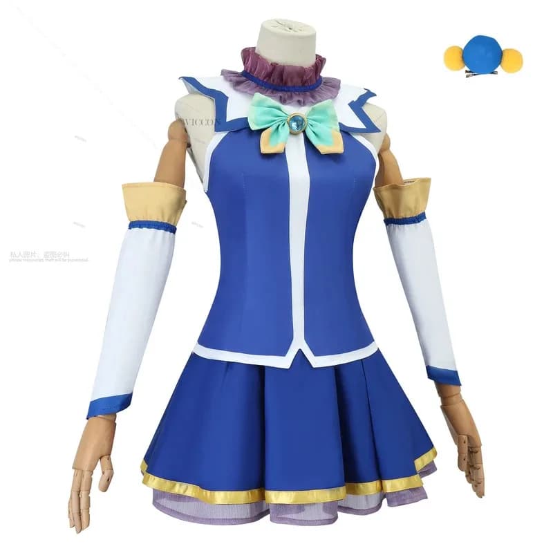 Aqua Top Abito Uniforme Vestito Anime Costumi Cosplay Parrucca Copricapo Dumb Dea Controllo Acqua Donna Fantasia Carnevale Festa Suit6;d