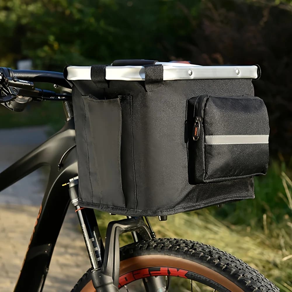 Cestino Pieghevole da Manubrio per Bici, Cesto Anteriore Rimovibile a Sgancio Rapido, Cesto Portaoggetti Facile da Installare per Viaggi con Animali Domestici (Cani e Gatti)