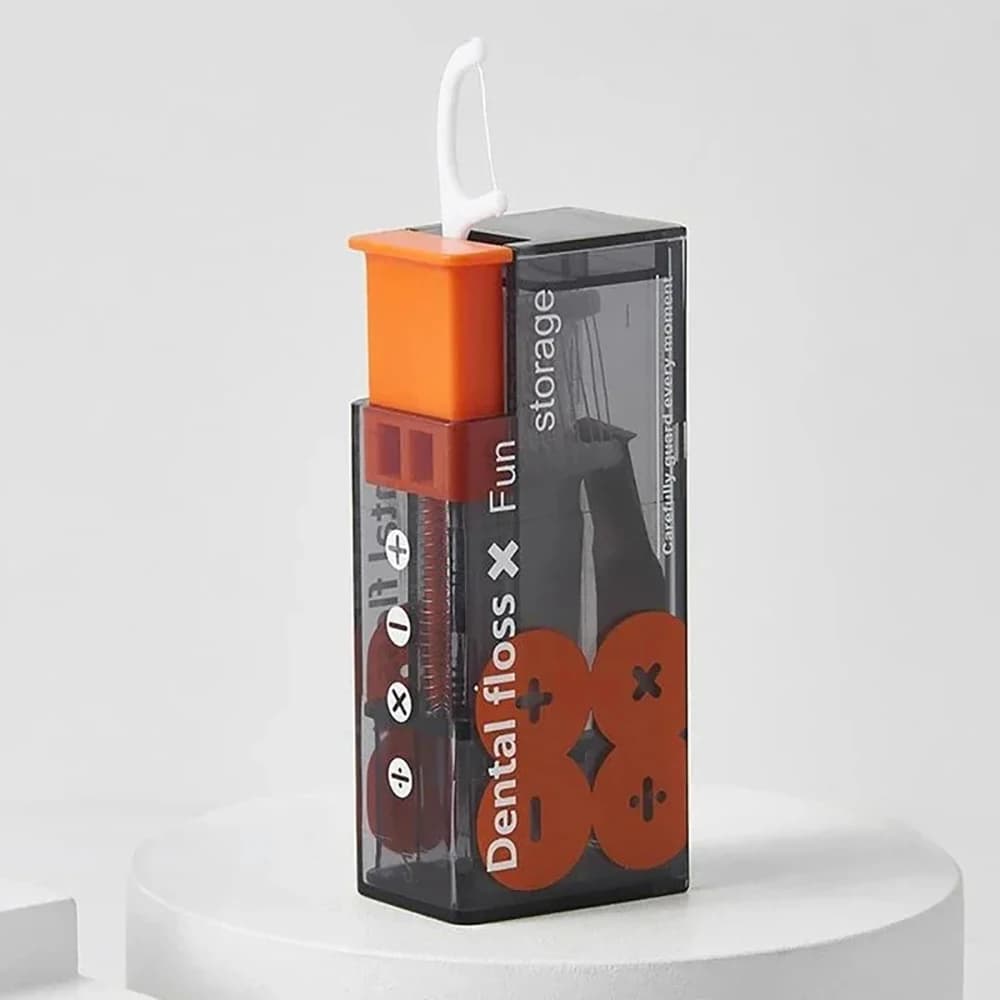 Portable Storage Box Press Pop Up Automatic Dental Floss Dispenser with 10Pcs Disposable Floss Stick Oral Hygiene Care Organizer