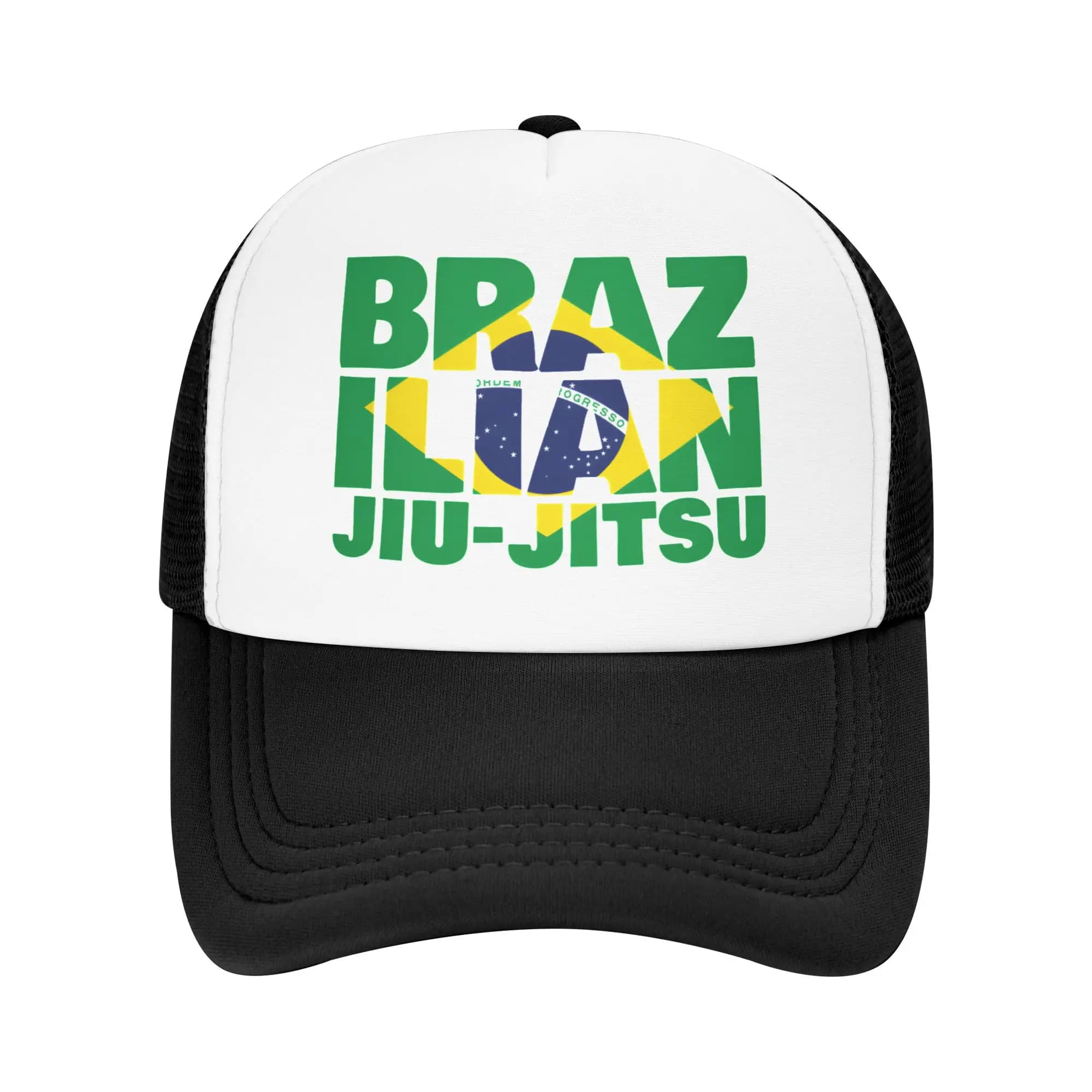 Unisex Punk Trucker Hat with Brazilian Flag for Brazilian Jiu Jitsu, Adjustable Baseball Cap for Men and Women, Sports Hat