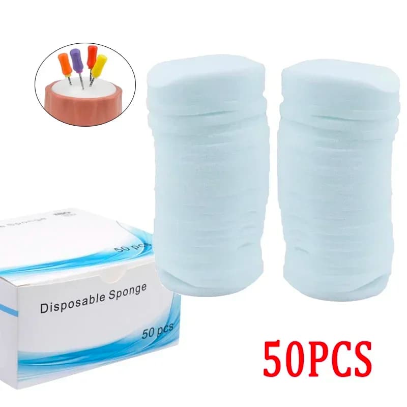 50Pcs/box Disposable Clean Sponge Pad Soft Dental Endo Files Cleaning Foam Stand Replacement Foam Teeth Whitening Tools
