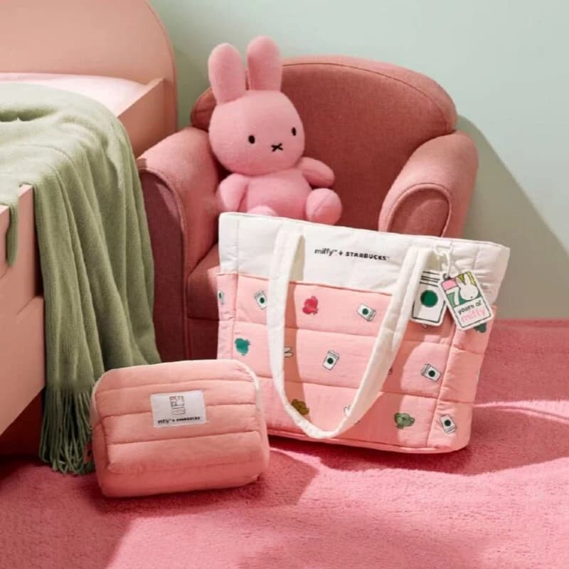 Borsa per il Trucco Miffy, Nuova Borsa a Tracolla Kawaii con Coniglio Miffy Rosa Dopamina, Regalo di Compleanno per Ragazze