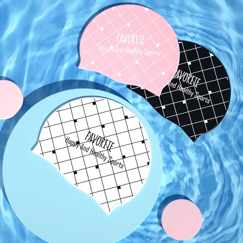 New Fashionable Adult Unisex Silicone Swimming Headphone with Grid Pattern, Soft Waterproof Ear Protection and Comfortable Antioxidant
