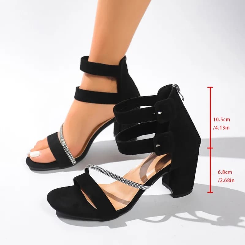Women's Black Sandals with Super High Heel, Summer Shoes with Ankle Strap, Party Shoes, Women's High Heel Shoes, Women's New