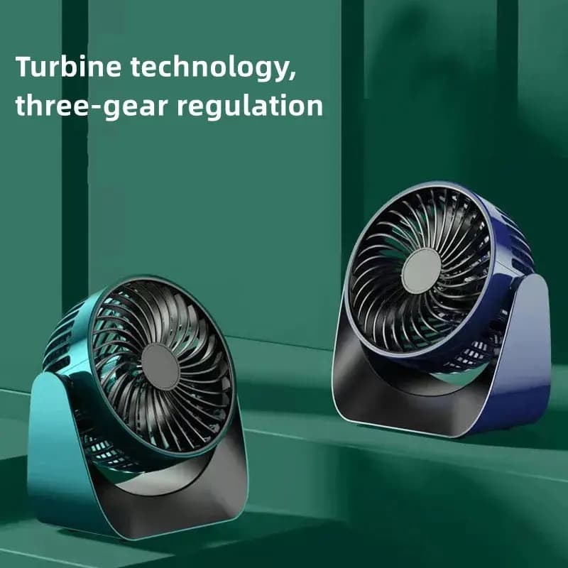 Ventilatore elettrico portatile ricaricabile da 2000 mAh 360 ° Raffreddamento ad aria silenzioso da tavolo con rotazione a 3 velocità per ufficio camera da letto
