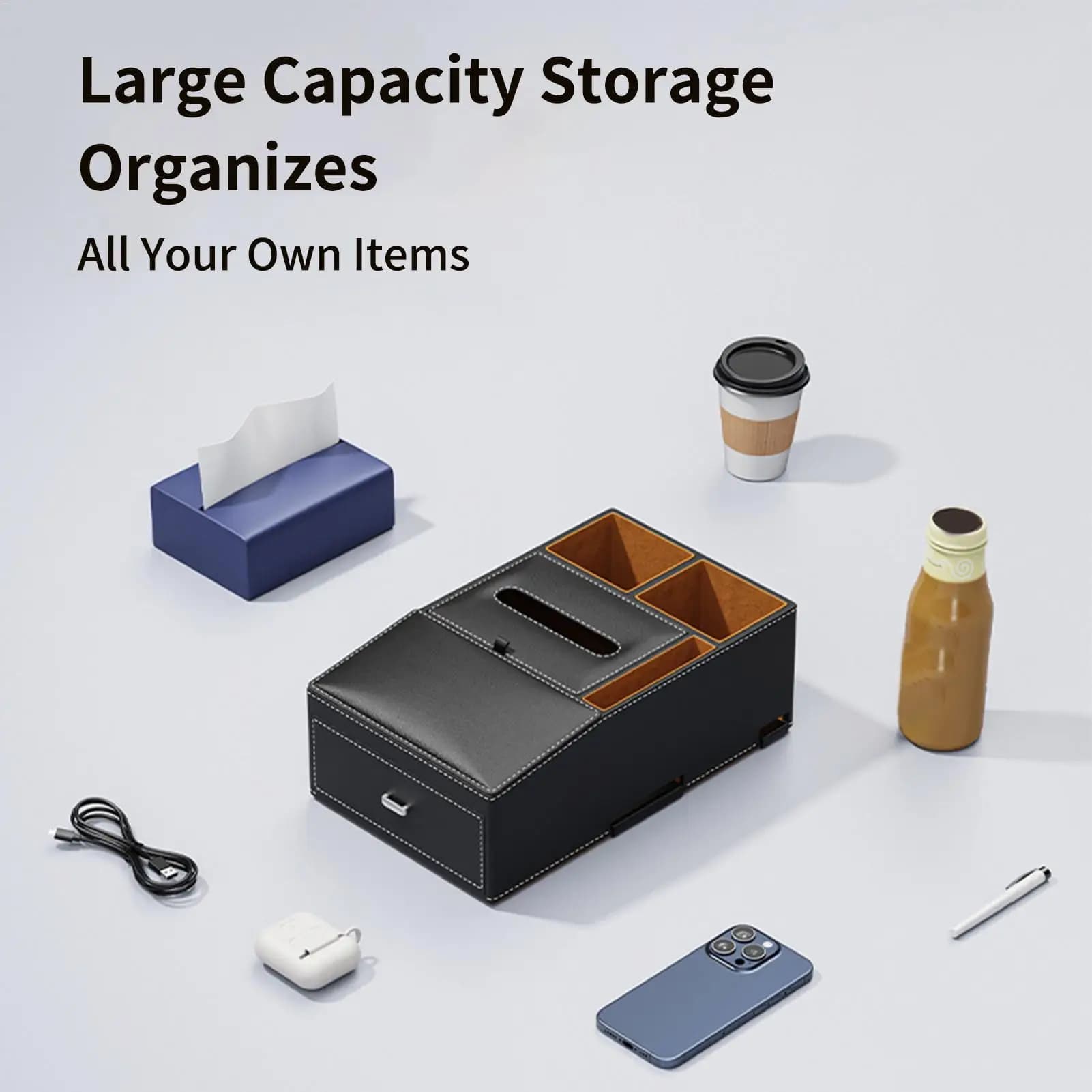 Organizzatore per bracciolo per auto Cuscino ergonomico per copertura Organizzatore per console per auto con portabicchieri per accessori per telefoni interni automobilistici