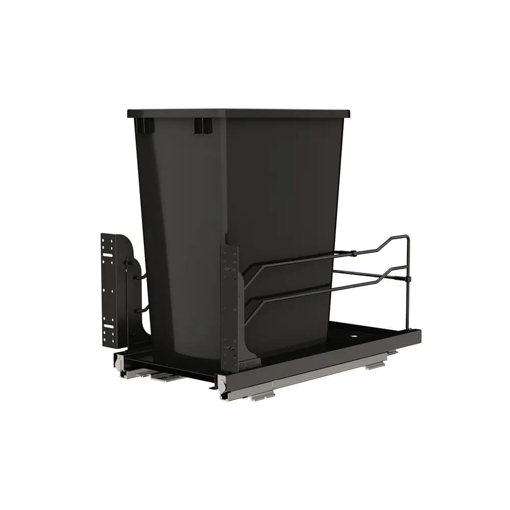 Contenitore per rifiuti da cucina estraibile da 35 Qt con guide scorrevoli a chiusura ammortizzata o base da 15 pollici, Nero, 53WC-1535SCDM-118 - Contenitore o bidone