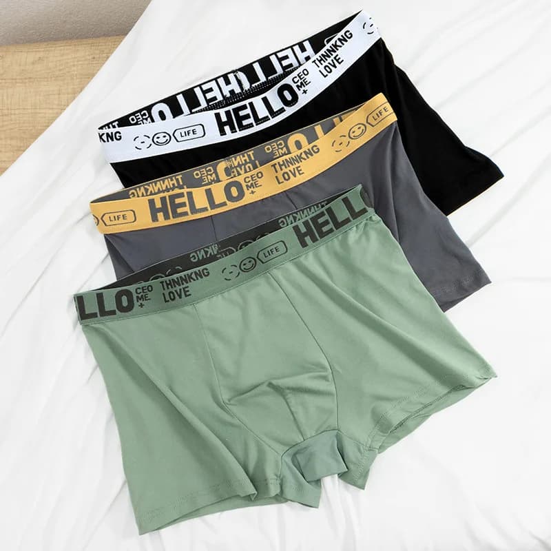 3PCS Men's Underwear Men's Large Size Mid-waist Antibacterial Breathable Comfortable Boxer Shorts Men's