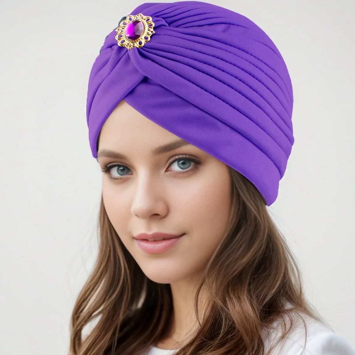 The Hybrid Headscarf Beanie: Retro Volume Meets Runway Rhinestones.