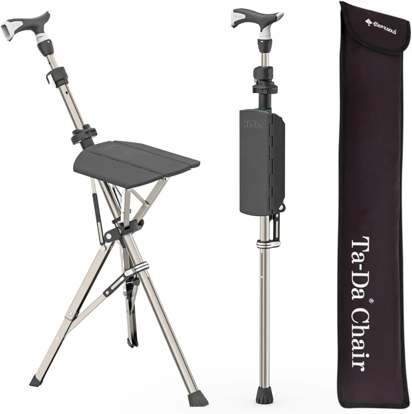 Portable Trekking Stick with Foldable Seat, Light Aluminum Walk Stick for Easy Transport and Conservation