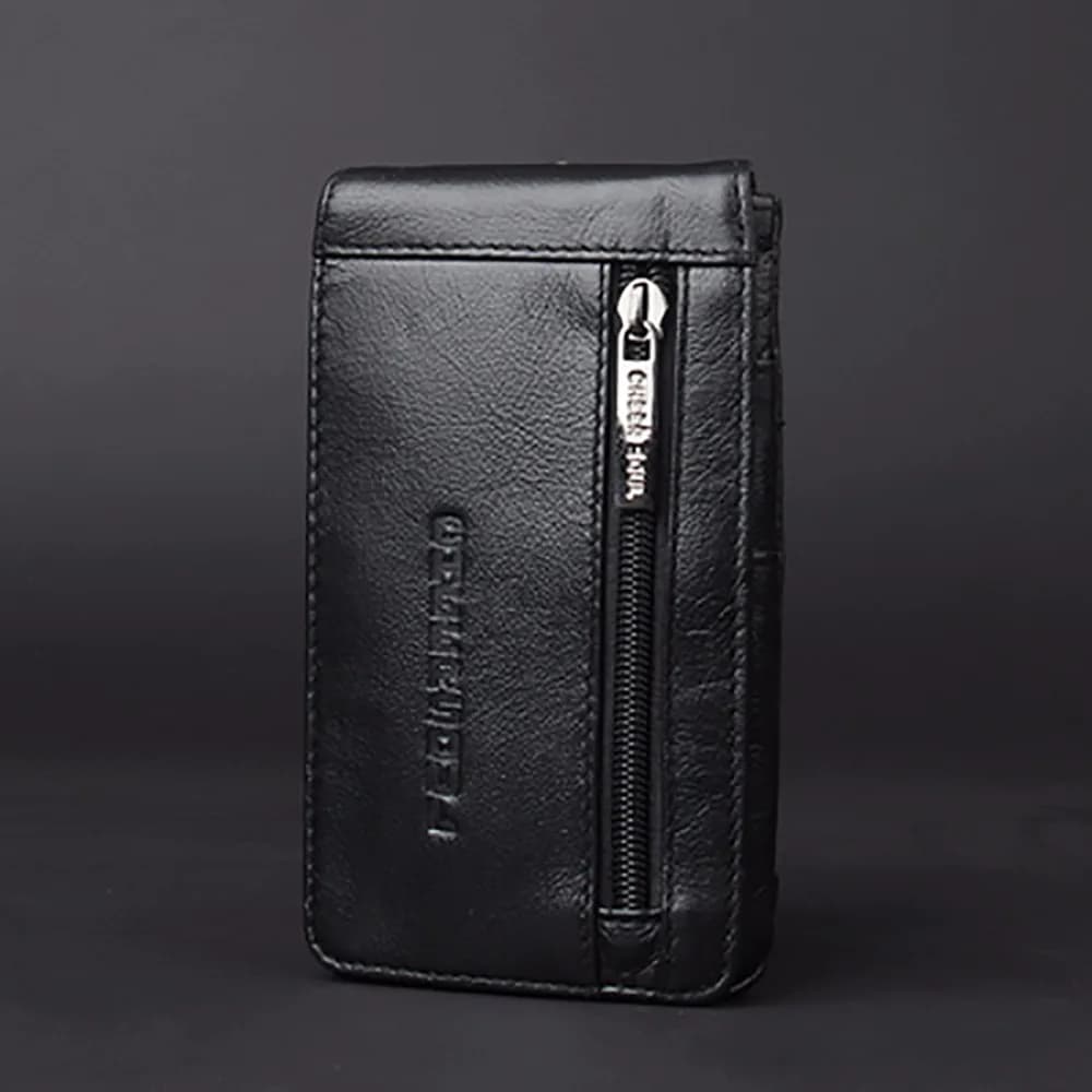 Borsa da uomo in vera pelle per cellulare/custodia per cellulare, moda casual, pelle naturale, borsa per marsupio, gancio in vita/cintura