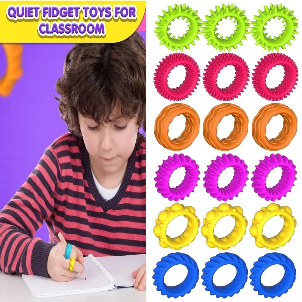 12 pz/set Nuovo Elastico Agitarsi Giocattoli Decompressione Alleviare L'ansia Bambini Anelli Sensoriali Regalo TPR Agitarsi Anello Per Bambini con Autismo